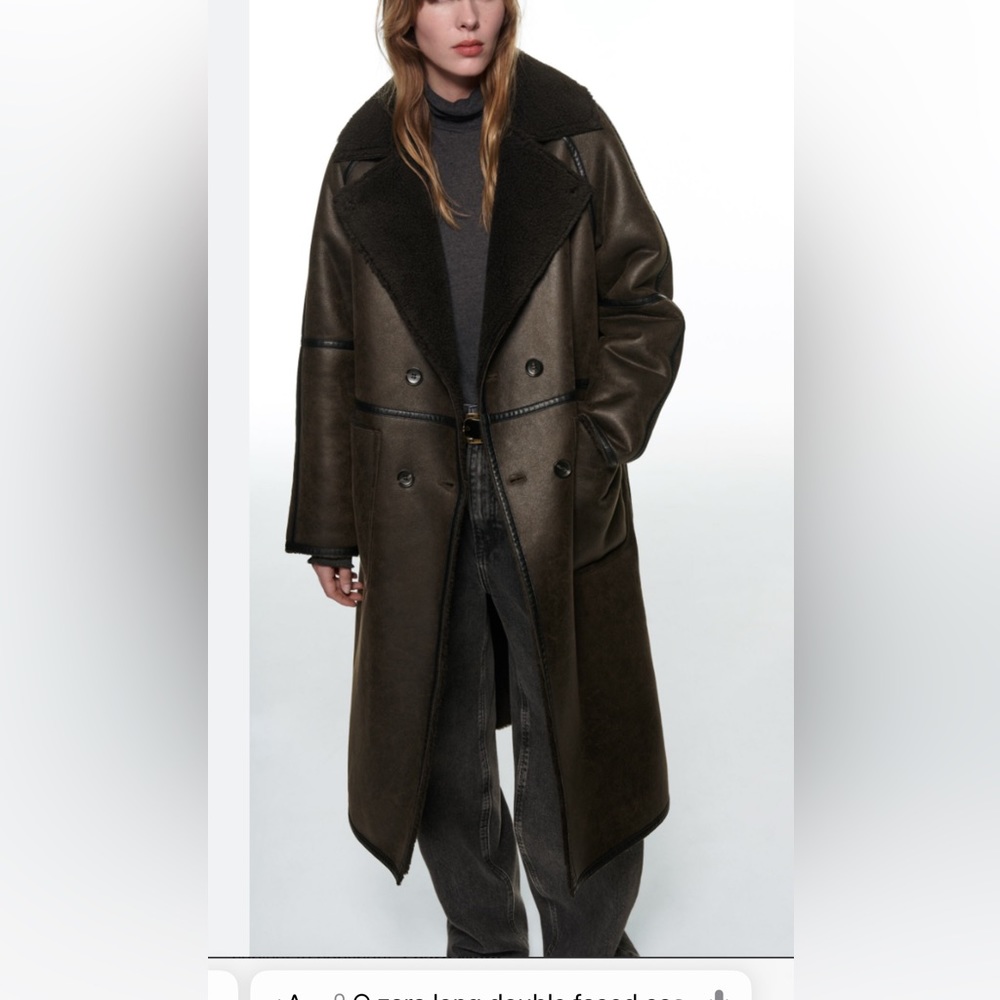 Zara long faux shearling coat sz m